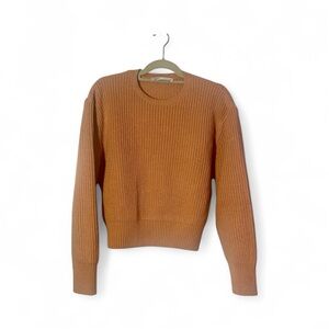 ZARA Salmon Ribbed Knit Sweater L | Cozy Fall Neutral